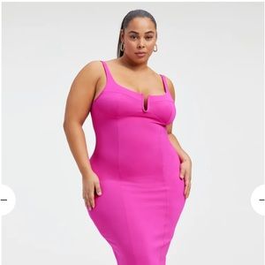 Good American Pink Scuba U Corset Midi Dress in a 2XL